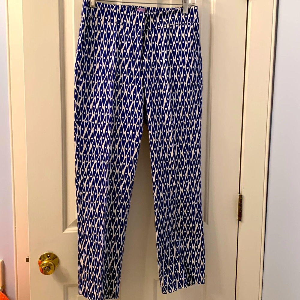 Blue and White graphic pants